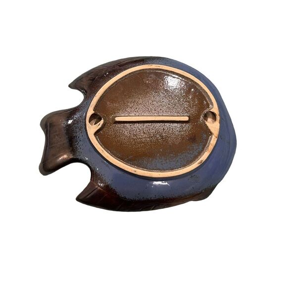 Decorative Ceramic Fish Plate Blue & Gray Glazed Ocean Fish Decor 10 × 8 - Picture 2 of 7